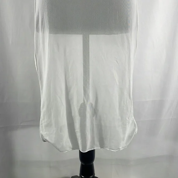Sheer white sleeveless swim cover, tunic, top, peek a boo slits on side, Large - Picture 3 of 10